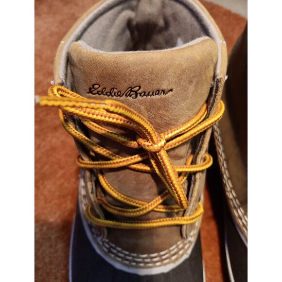 Eddie Bauer Duck Boots Women’s Brown Blue Leather 8" Waterproof US 7M - Picture 2 of 11